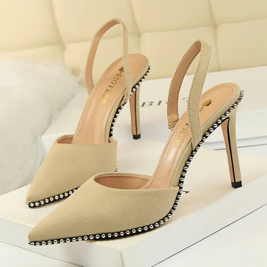 Elegant Studded Stiletto Sling Back