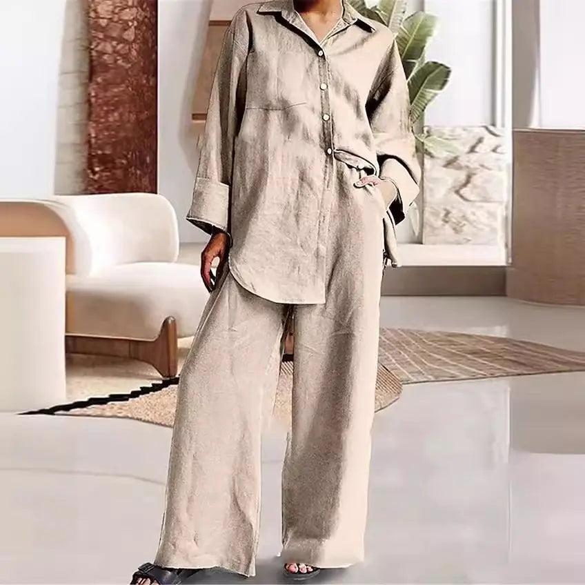 Spring Women's Loose Shirt & Pants Set