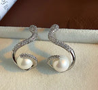 18K Gold-Plated Snake Earrings with Pearl (Single Piece)