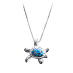 Colorful Opal Turtle Necklace with Diamond Pendant
