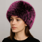 Elegant Plush Faux Fur Winter Hat: Dark,Pink