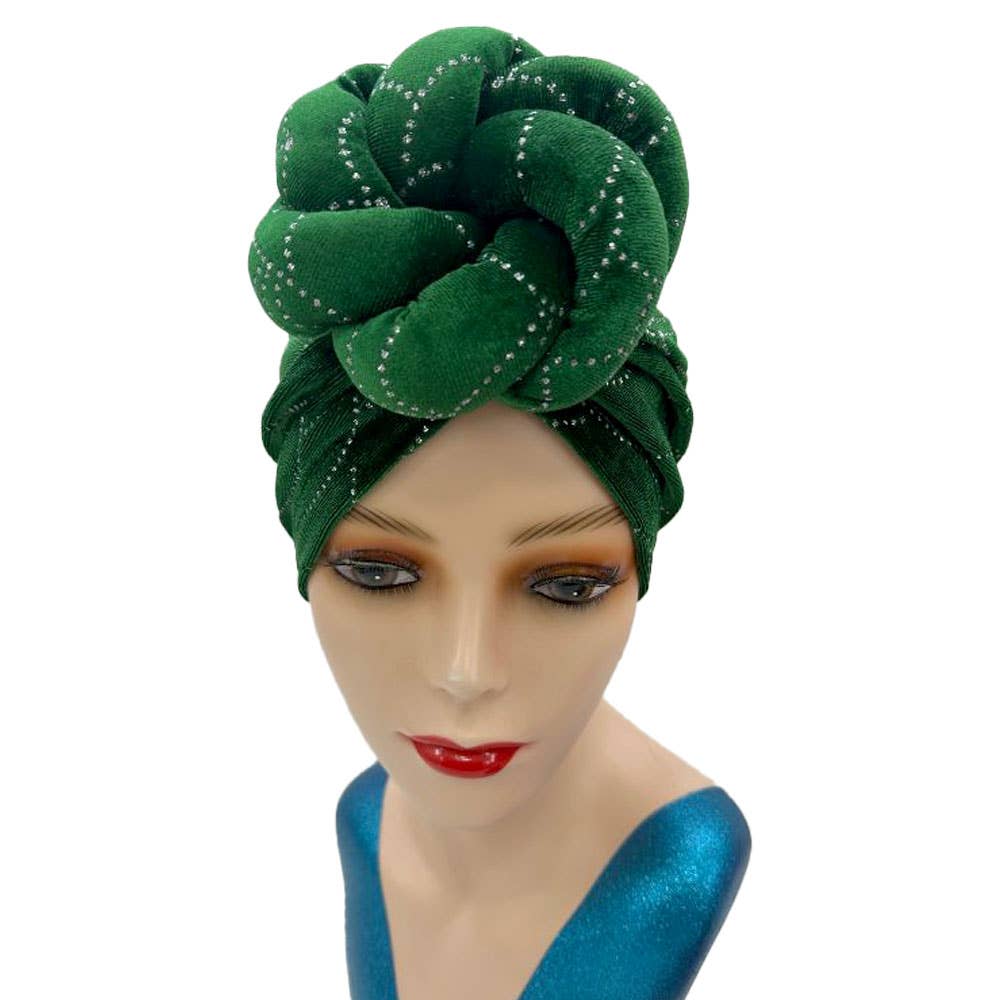 Elegant Rhinestone Studded Knot Turban Hair Wrap: Pink