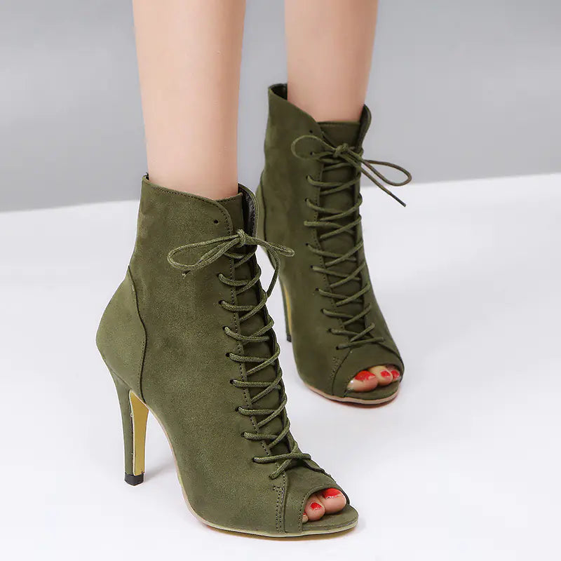 Chic Roman High Heel Lace-Ups & Peep Toe Boots
