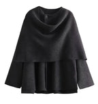 Alessiara Elegant Jacket with Scarf - Grey (One Piece)