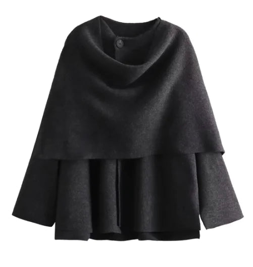 Alessiara Elegant Jacket with Scarf - Grey (One Piece)