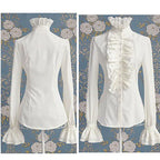 Victorian Ruffle Long Sleeve Pleated Women's Shirt
