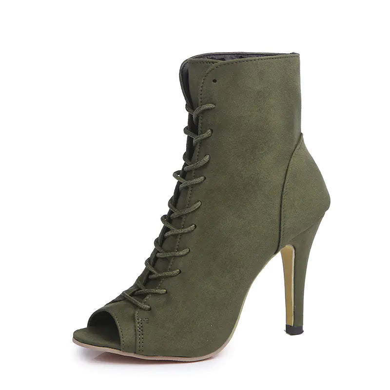 Chic Roman High Heel Lace-Ups & Peep Toe Boots