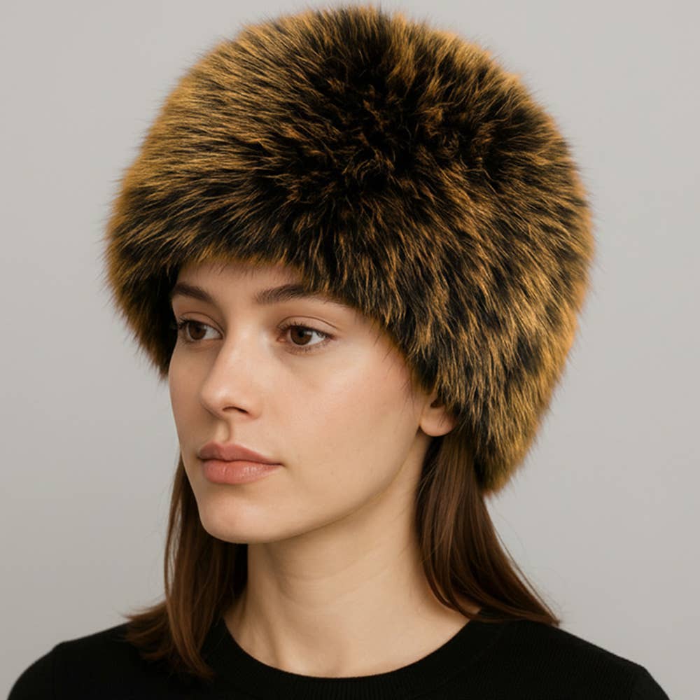 Elegant Plush Faux Fur Winter Hat: Red