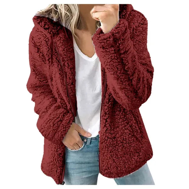 Women's Plus Size Fleece Hoodie Cardigan for Winter