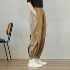 Khaki Stylish Ankle Length Pants with Pockets for Women