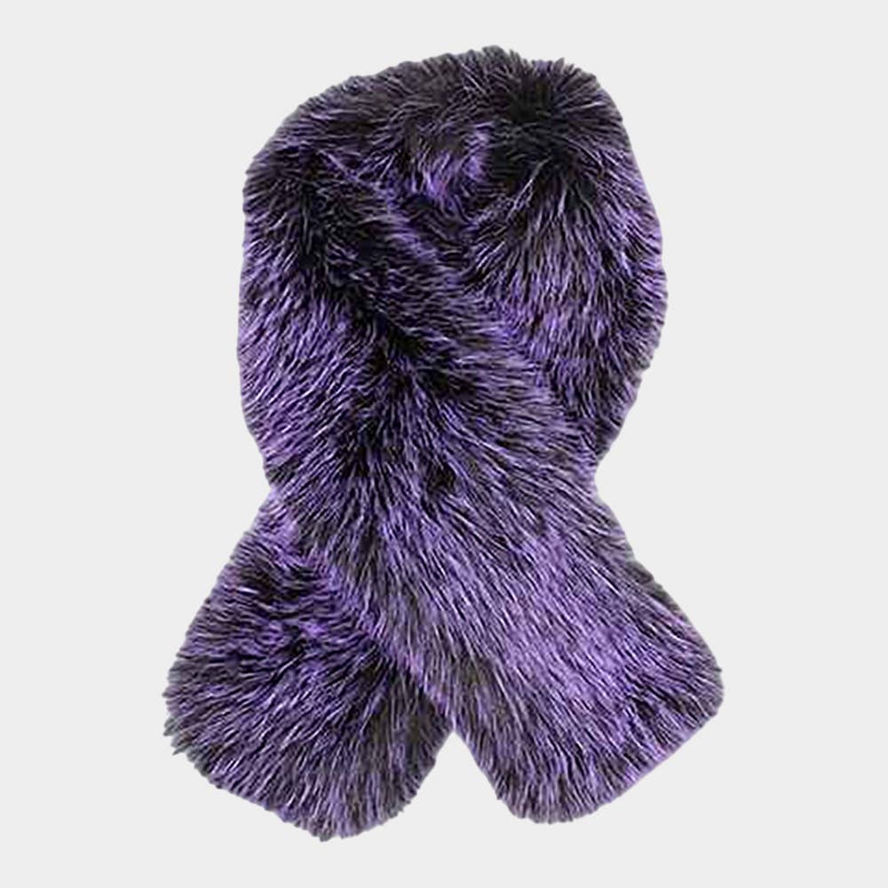 Plush Faux Fur Winter Scarf: Red