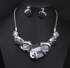 Exaggerated Geometric Gemstone Necklace Set for Women