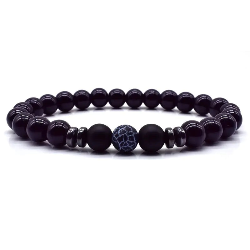 Obsidian Couples Bead Bracelet - Natural Stone Jewelry