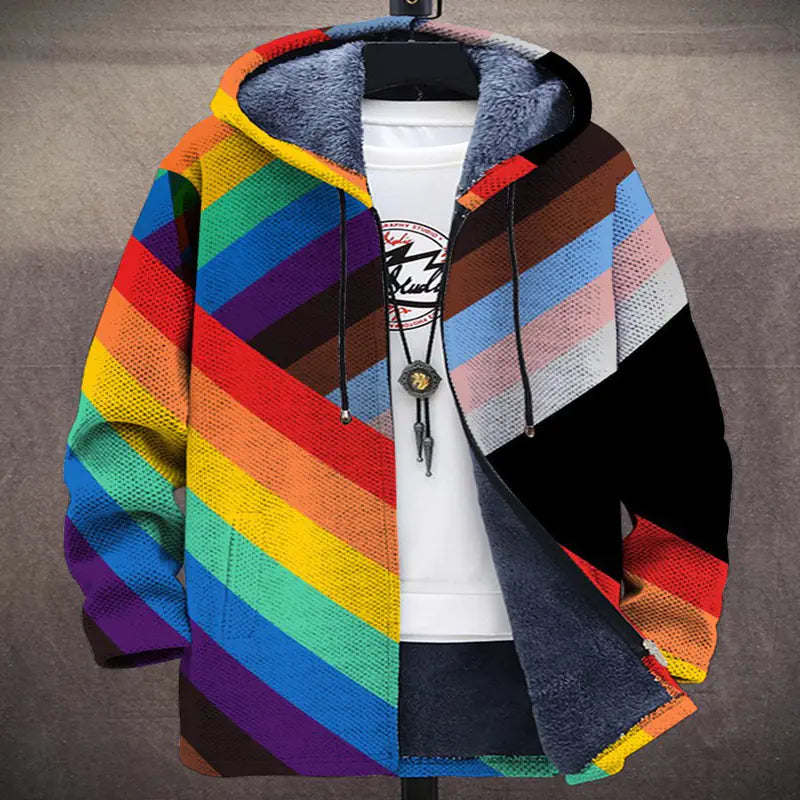 3D Printed Men's Standing Collar Jacket for Outerwear