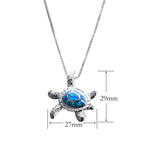Colorful Opal Turtle Necklace with Diamond Pendant