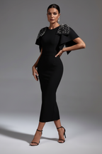 Handmade Knitting Lotus Leaf Beaded Slim Fit Dress