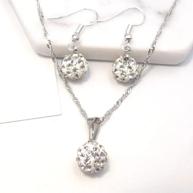 Crystal Earrings and Necklace Jewelry Set