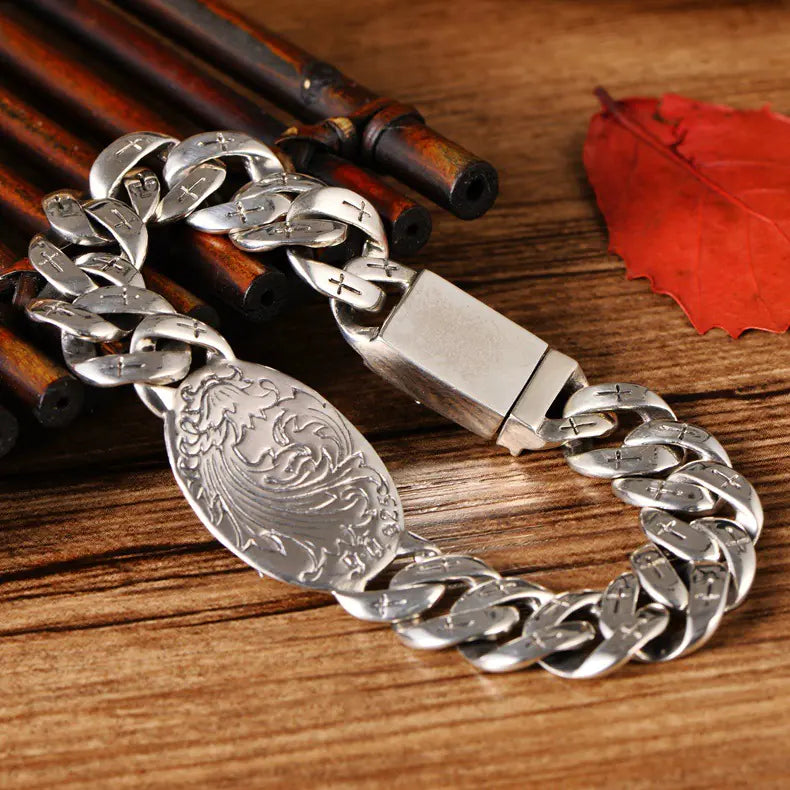 Men's Cross Bracelet with God Eye and Phoenix Pattern