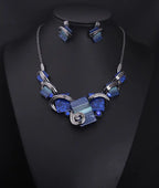 Exaggerated Geometric Gemstone Necklace Set for Women