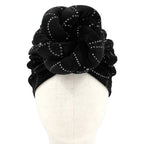 Elegant Rhinestone Studded Knot Turban Hair Wrap: Pink