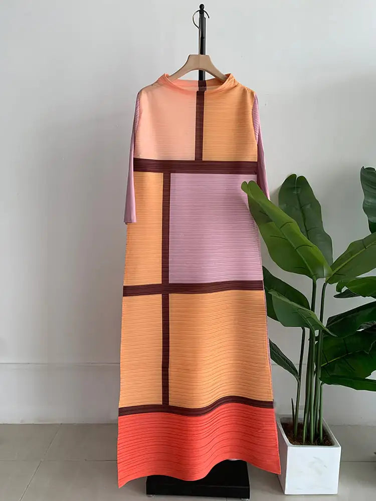 Pleated Loose Long Printed Fashion Dress