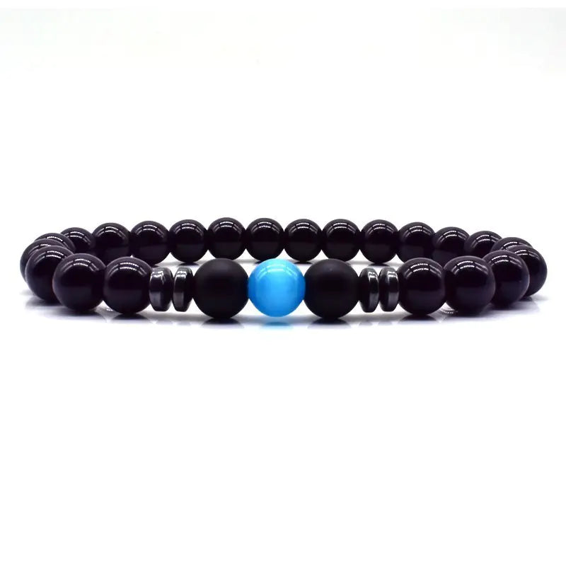 Obsidian Couples Bead Bracelet - Natural Stone Jewelry
