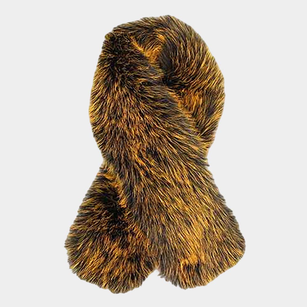 Plush Faux Fur Winter Scarf: Mustard