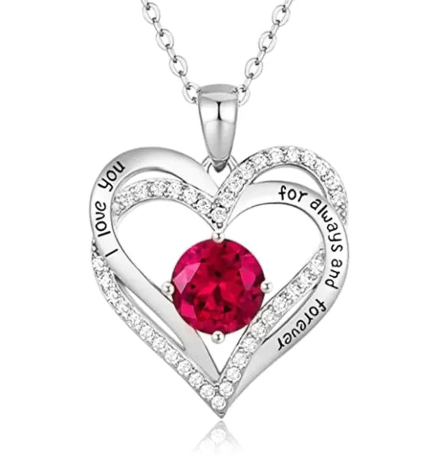 I Love You Double Heart Zircon Pendant Necklace