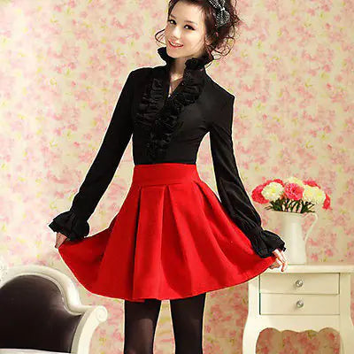 Victorian Ruffle Long Sleeve Pleated Women's Shirt