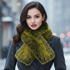 Plush Faux Fur Winter Scarf: Mustard