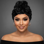 Elegant Rhinestone Studded Knot Turban Hair Wrap: Red