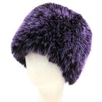Elegant Plush Faux Fur Winter Hat: Black
