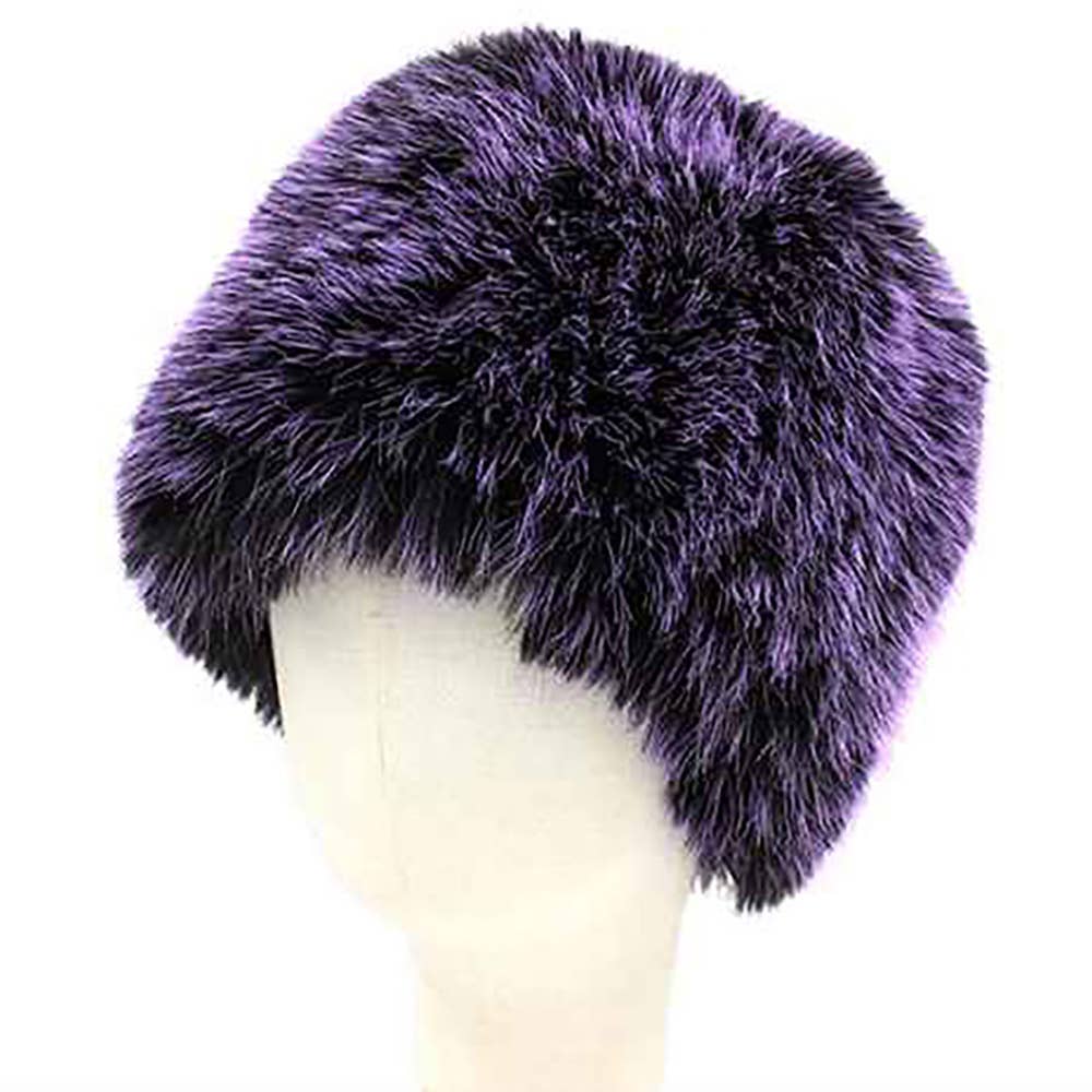 Elegant Plush Faux Fur Winter Hat: Black