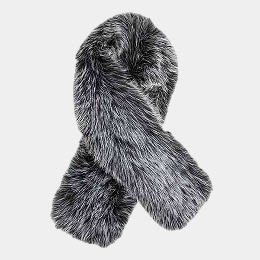 Plush Faux Fur Winter Scarf: Black
