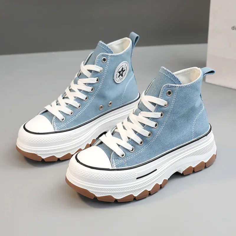 Women's High-Top Canvas Shoes - Breathable & Stylish