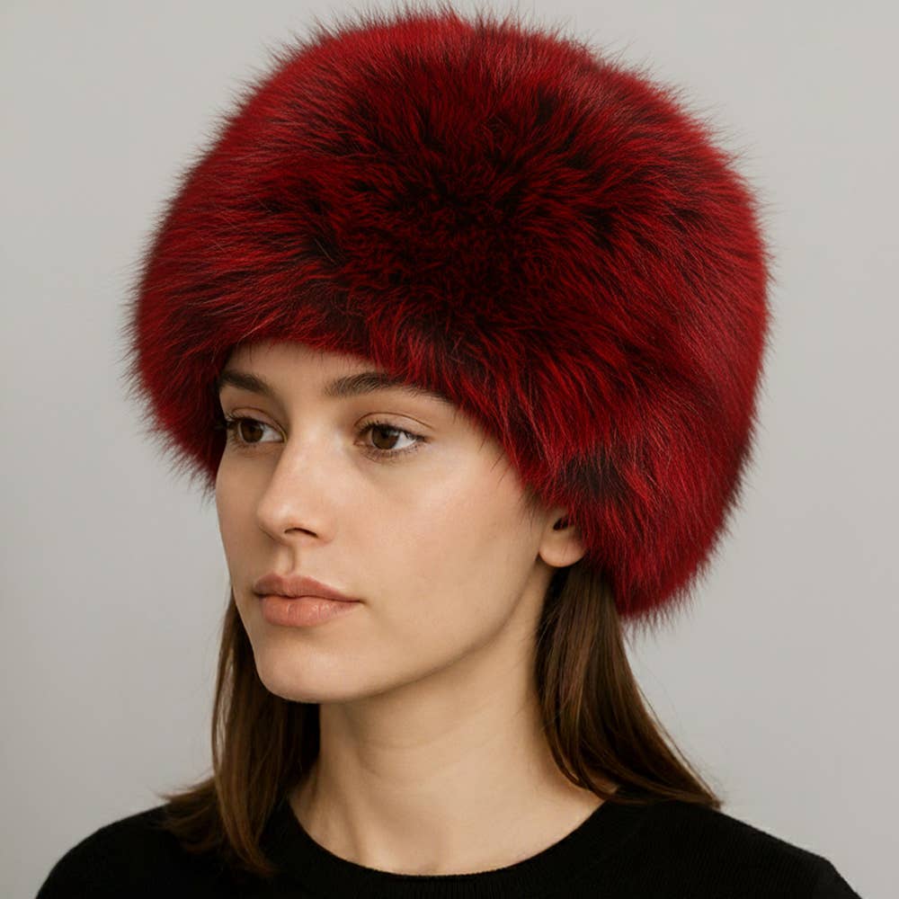 Elegant Plush Faux Fur Winter Hat: Dark,Pink
