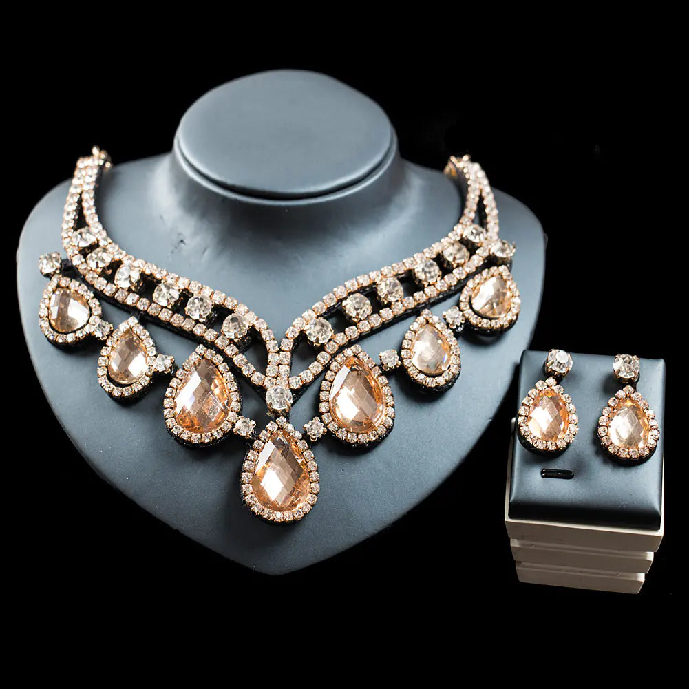 Vibrant Royalty - Colorful Exaggerated Necklace and Earring Set Made for a Queen