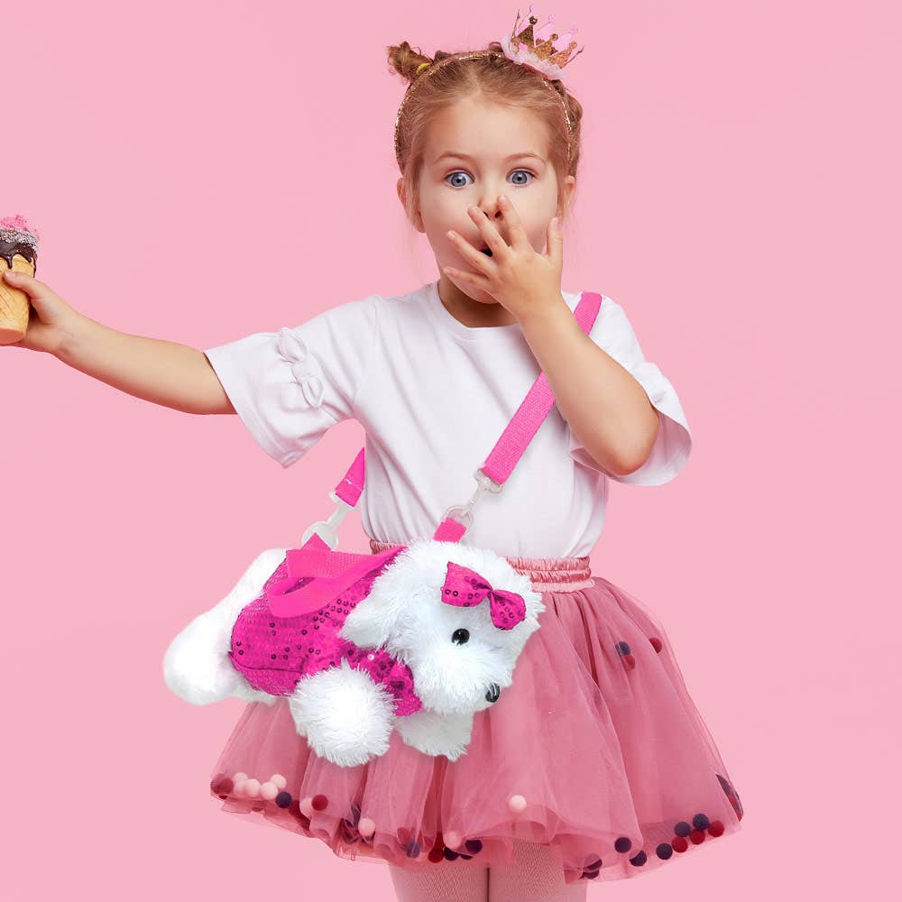 Furry Puppy Dog Doll Crossbody Bag
: Purple