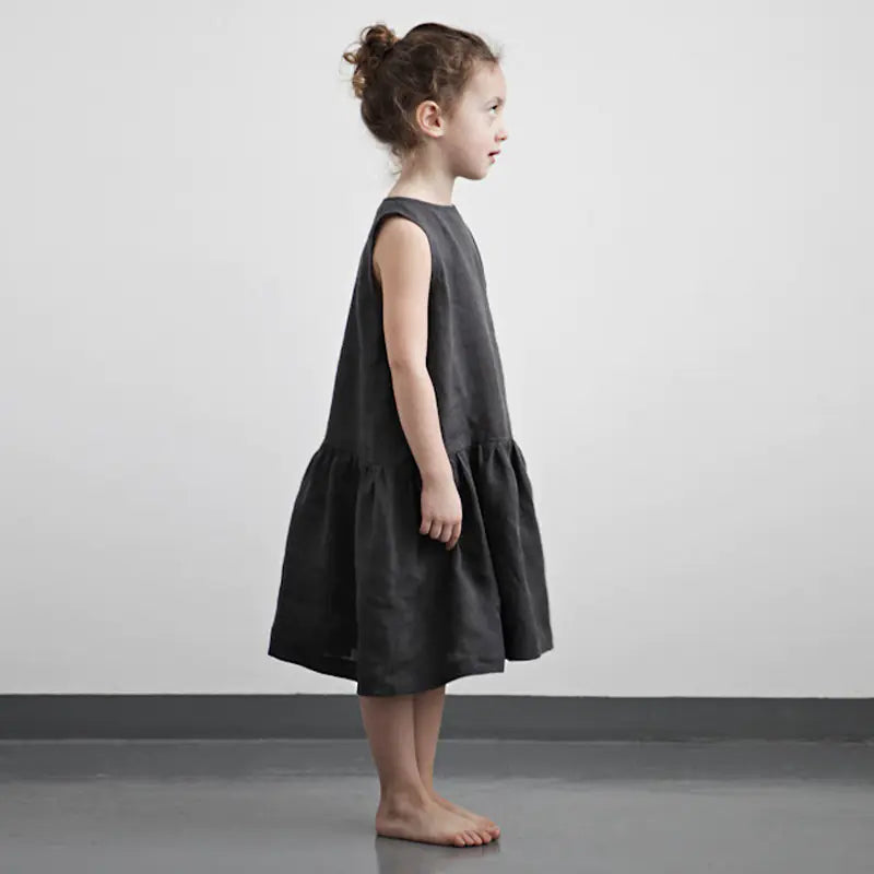Summer Cotton Linen Sleeveless Dresses for Girls