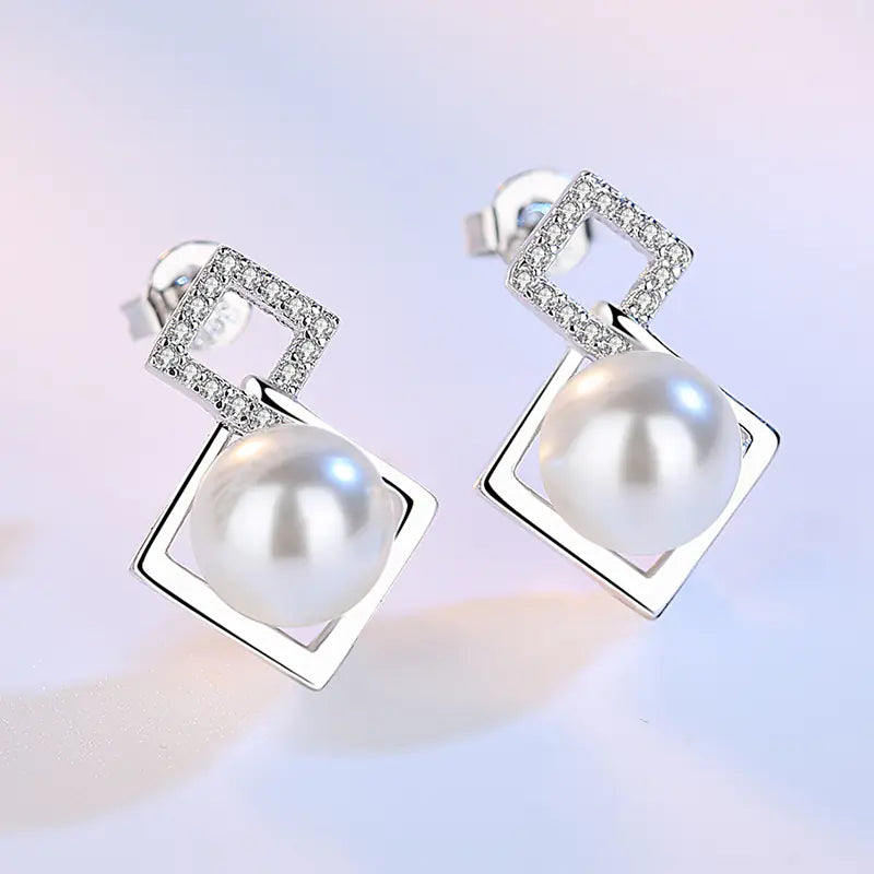 Elegant Geometric Silver-Plated Earrings for Women