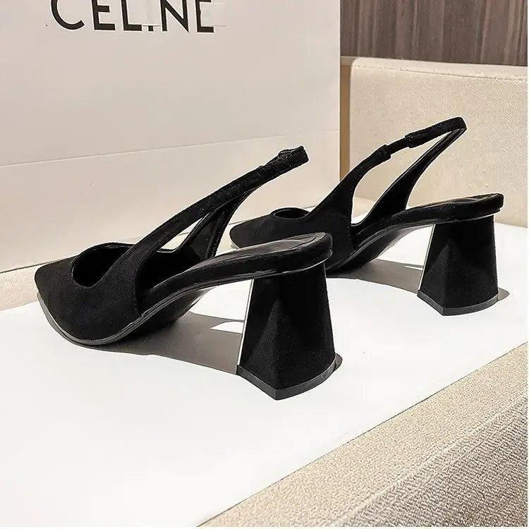 Elegant Women's Slingback Pointed Toe Block Heels