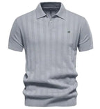 Comfortable Ribbed Knit Polo Shirt for Men