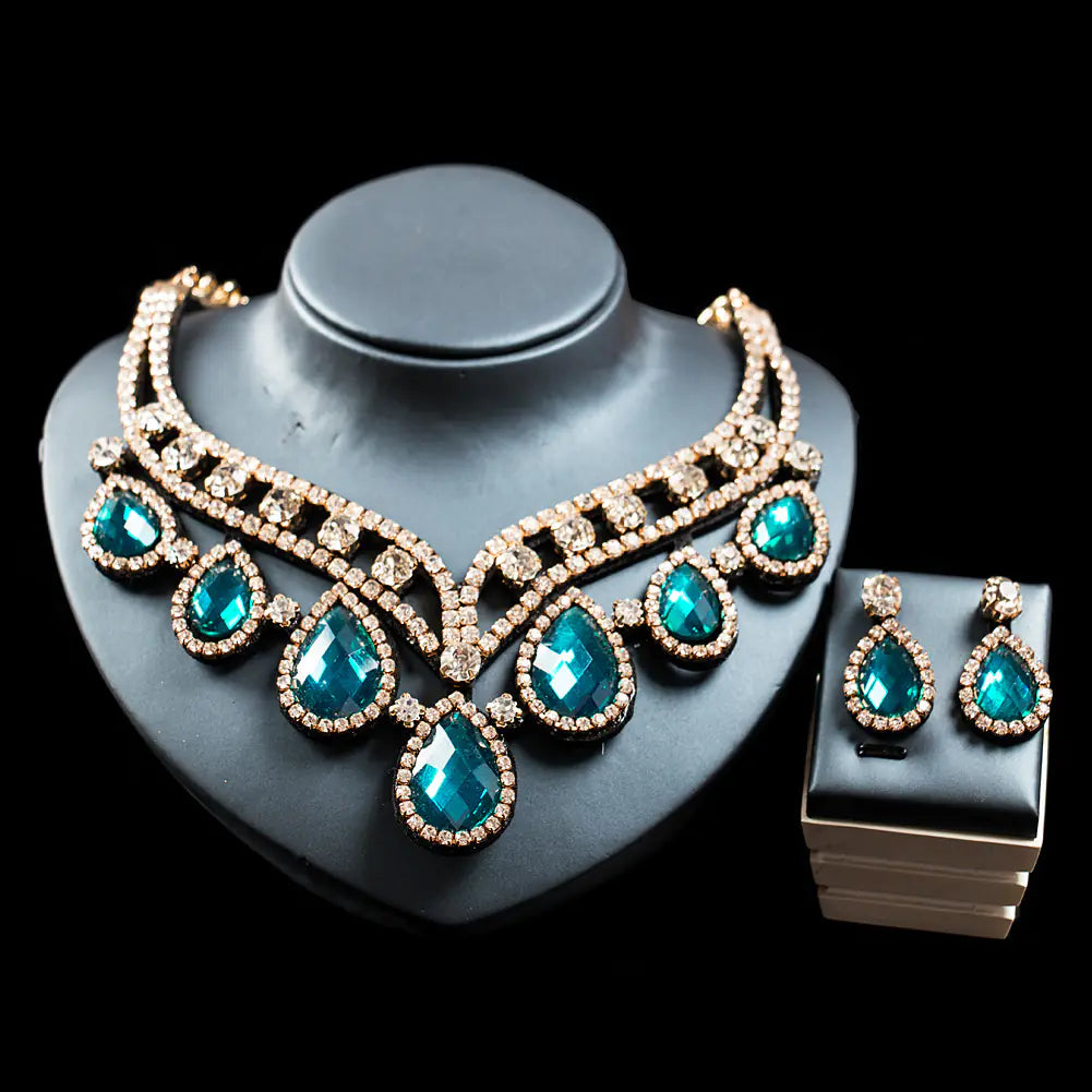 Vibrant Royalty - Colorful Exaggerated Necklace and Earring Set Made for a Queen