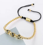 Geometric Diamond-Cut Zirconia Bracelet with Weaving