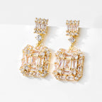 RAKOL Vintage Geometric Square Zircon Earrings for Women