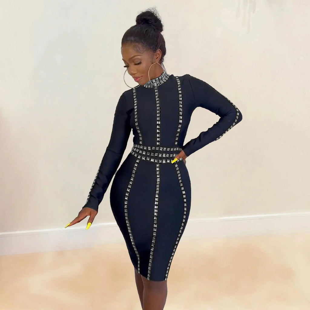 Rhinestone Stretch Tight Dress for Women