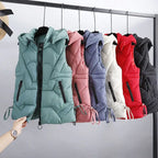 Women's Down Cotton Vest with Detachable Hood