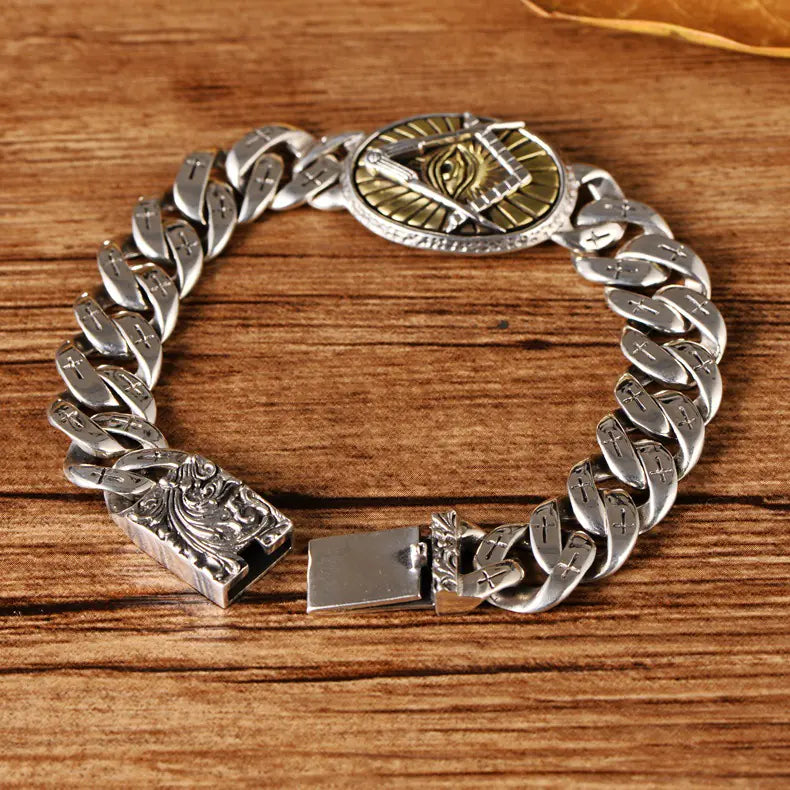 Men's Cross Bracelet with God Eye and Phoenix Pattern
