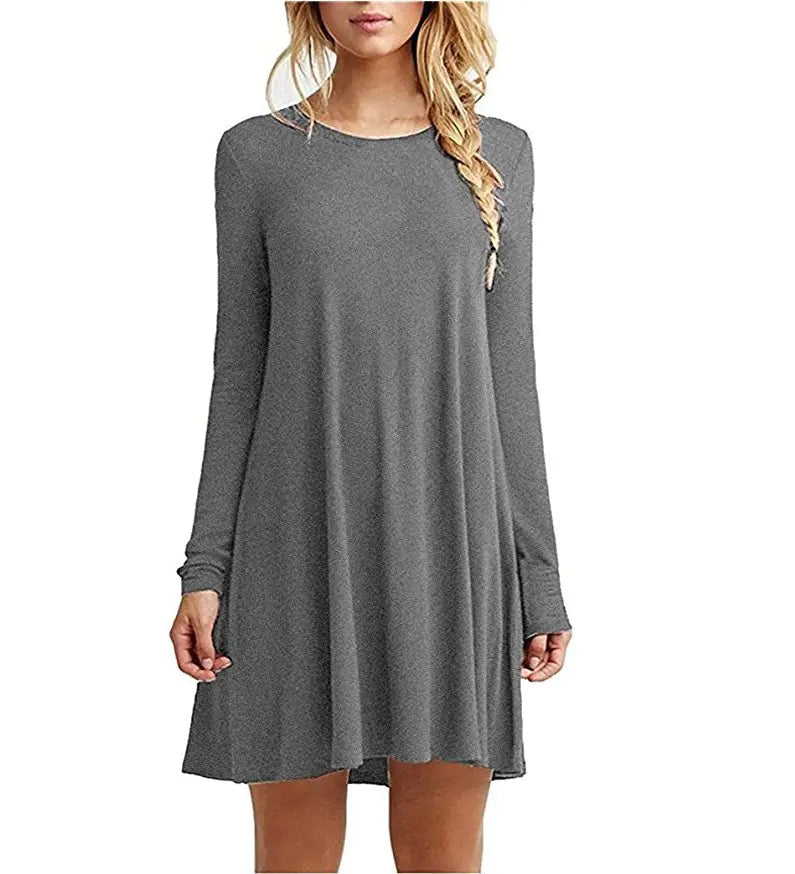 2020 Fall Winter Color Block Long Sleeve Dress (16 Colors)