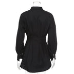 Deep V Neck Ruffled Waist Shirt Dress for Women